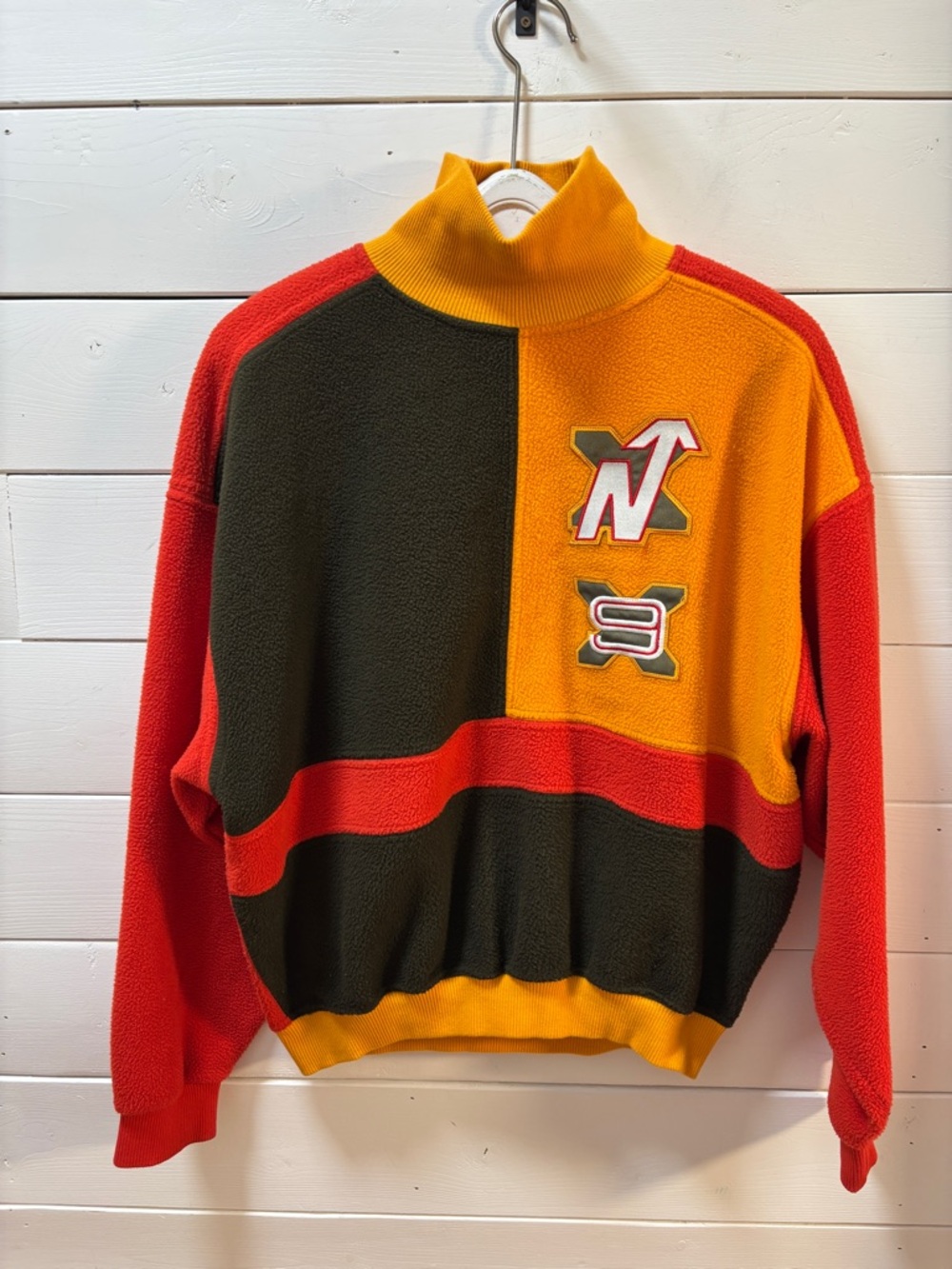 NORDICA Orange Red Yellow Colorblock Fleece Pullover Size L